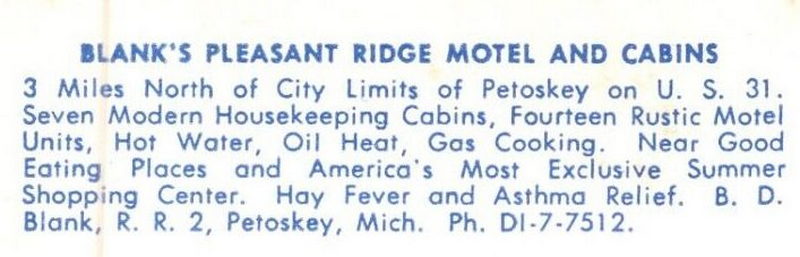 Blanks Pleasant Ridge Motel and Cabins - Vintage Postcard (newer photo)